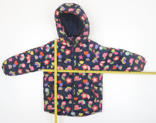Next Girls Multicoloured Animal Print Puffer Jacket 5-6 Years Hooded Winter Coat