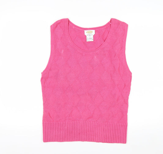 Talbots Women's Pink Knit Cotton Sleeveless Vest Jumper Size L