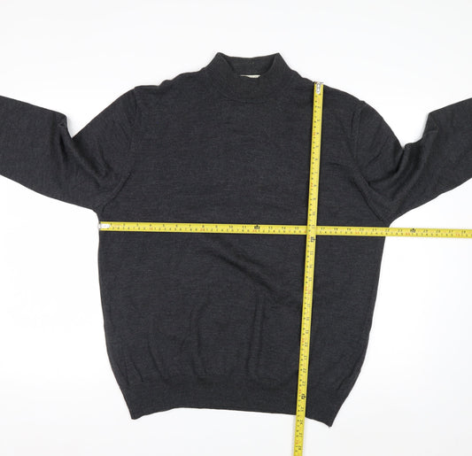 Technique Pour Homme Men's Grey Wool Mock Neck Jumper L