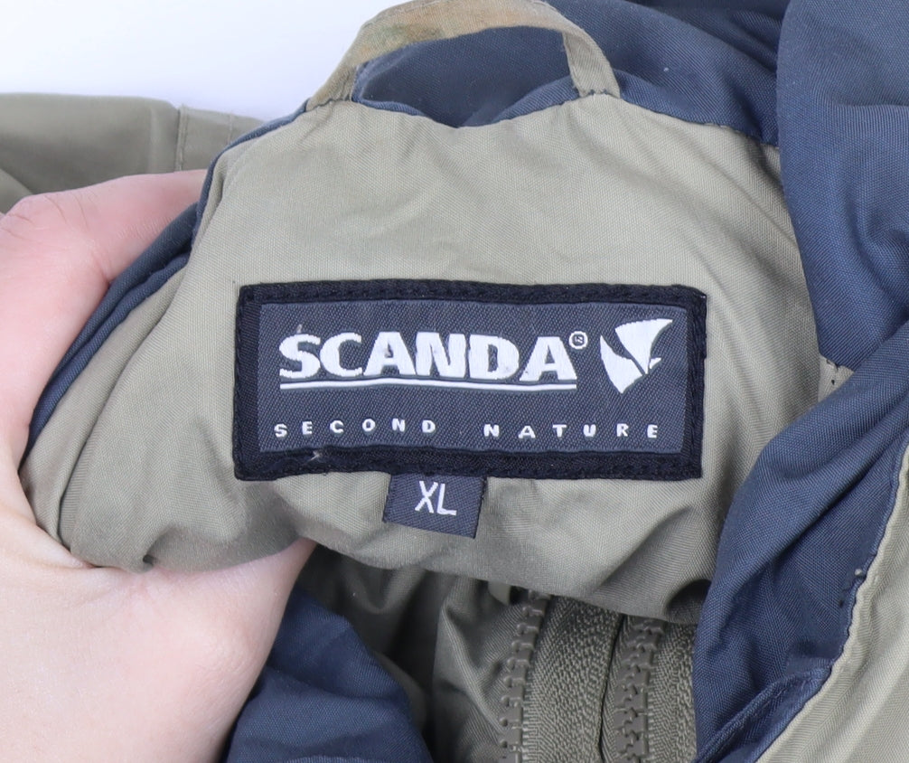 Scanda Men's Beige XL Hooded Parka Jacket Waterproof Windproof Outdoor