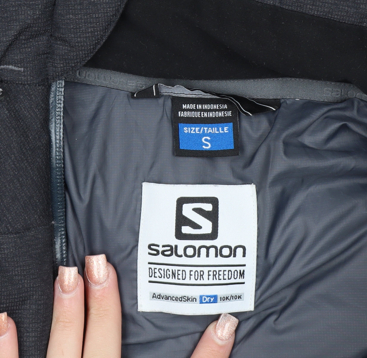 Salomon Women's Black S Waterproof Puffer Ski Jacket with Fur Hood