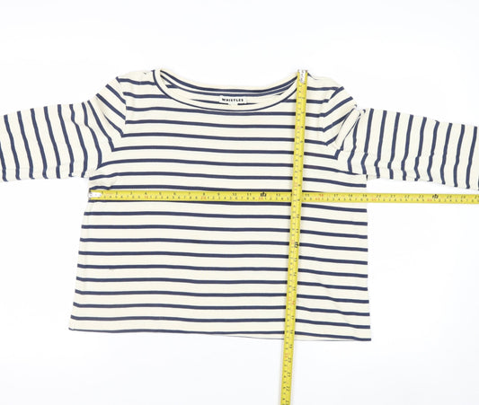 Whistles Women’s Multicoloured Striped Long Sleeve Boat Neck Top UK 12