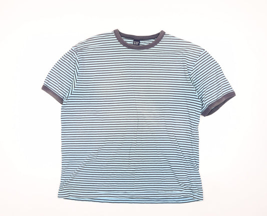 GAP Women’s Blue Striped Ringer T-Shirt XL 100% Cotton Casual