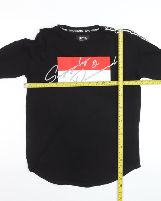 Supply & Demand Boys Black Long Sleeve Graphic Logo T-Shirt 12-13 Years