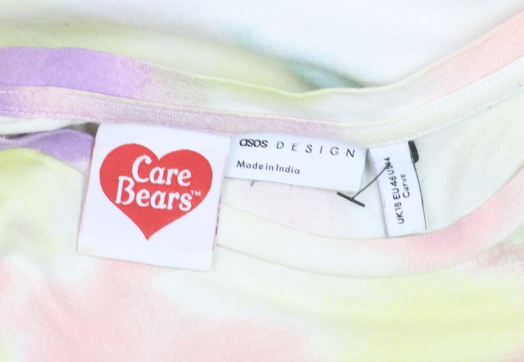 ASOS DESIGN Care Bears Women's Multicoloured Tie Dye Cotton T-Shirt Size 18