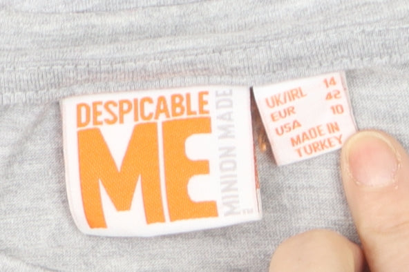 Despicable Me Grey Women's T-Shirt Size 14 Crew Neck Cotton Blend