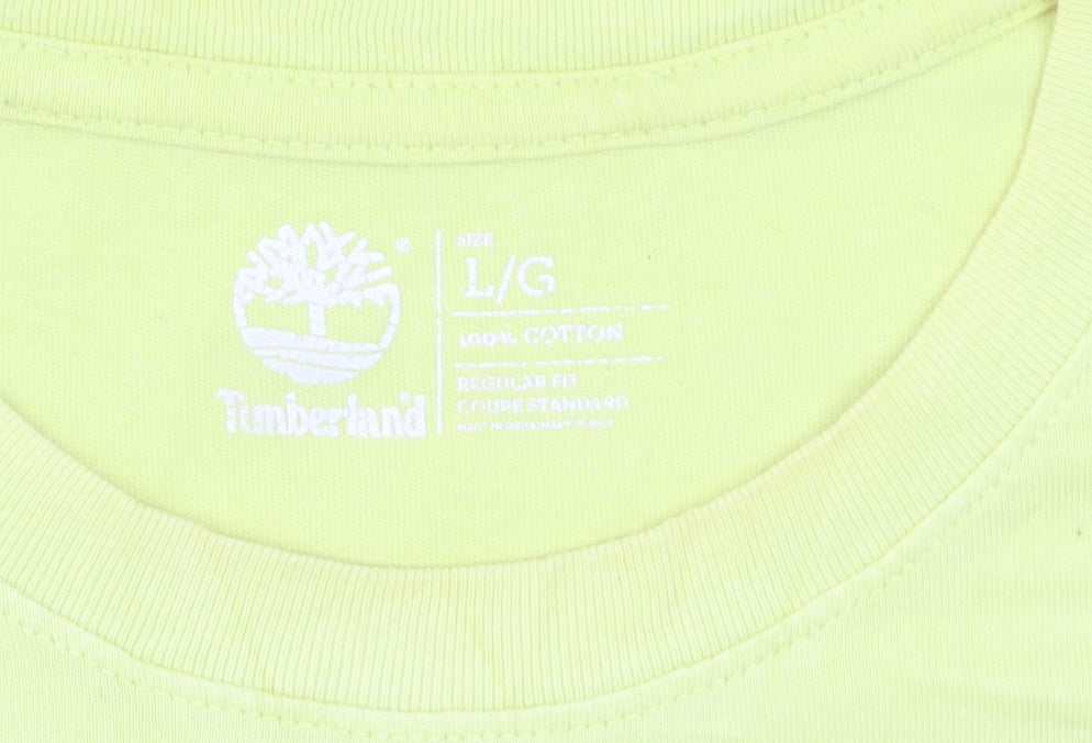 Timberland Men's Yellow Cotton Crew Neck Regular Fit T-Shirt Size L