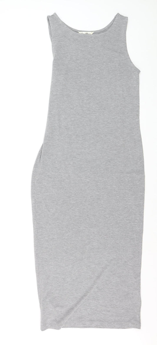 Additional front view of Miss Selfridge Women’s Grey Sleeveless Bodycon Midi Dress, size UK 10