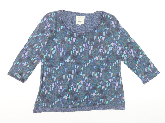 Mantaray Women Blue Size 14 3/4 Sleeve Cotton T-Shirt