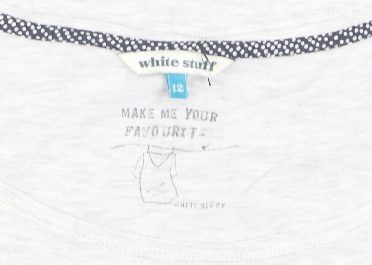White Stuff Women's White Long Sleeve Cotton Jersey T-Shirt Size 12