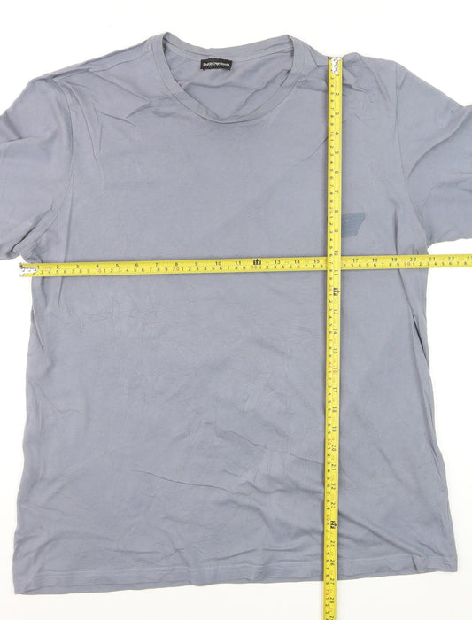 Emporio Armani Men's Blue Crew Neck Cotton T-Shirt Size L