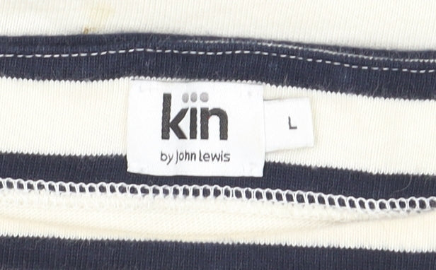 Kin by John Lewis Women White Striped Cotton T-Shirt Dress L