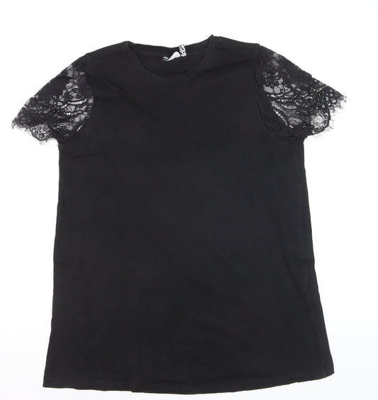 ASOS DESIGN Women’s Black Lace Sleeve Maternity T-Shirt Size 10
