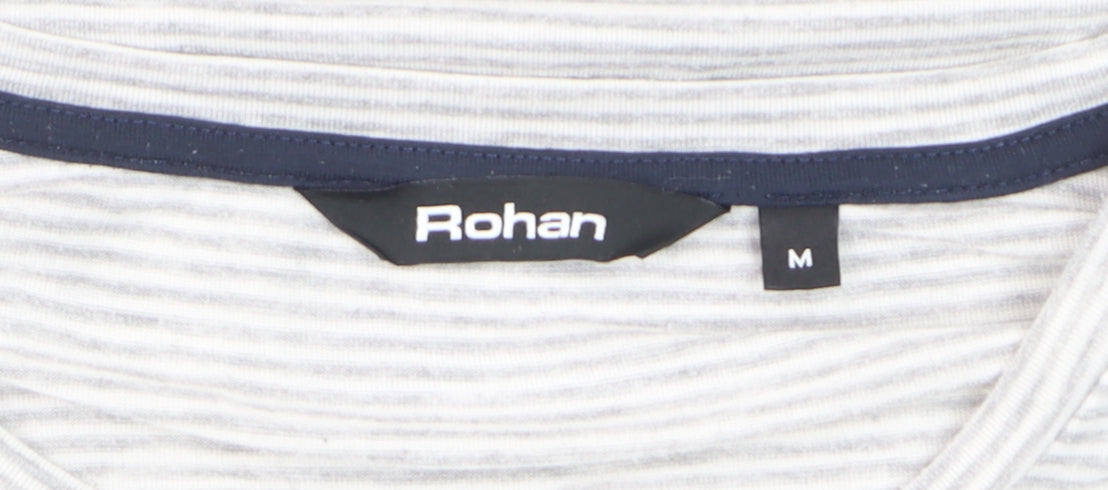 Rohan Men's Grey Striped Crew Neck Short Sleeve T-Shirt Size M