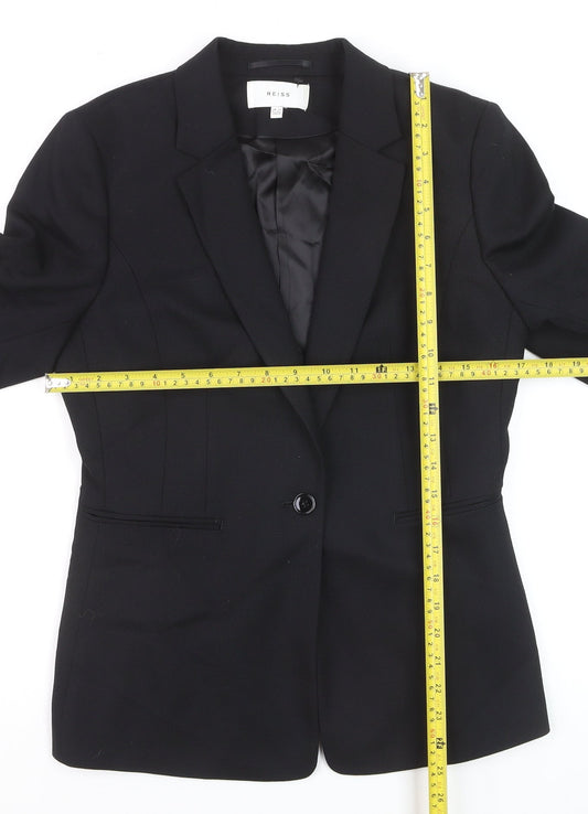 Reiss Womens Black Wool Blend Single-Breasted Blazer UK 12