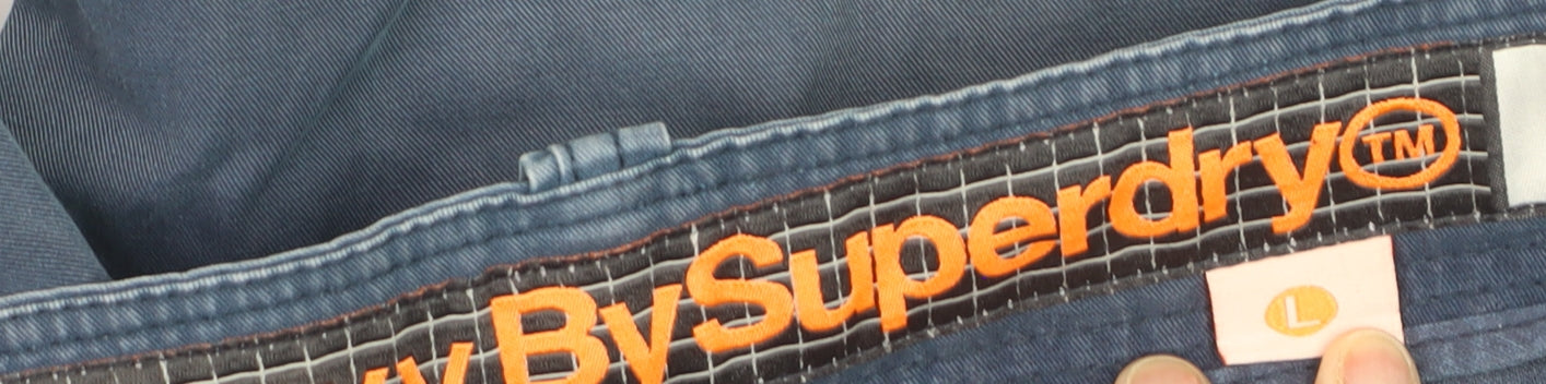 Superdry Men Blue Cargo Shorts Size L Cotton Casual Summer