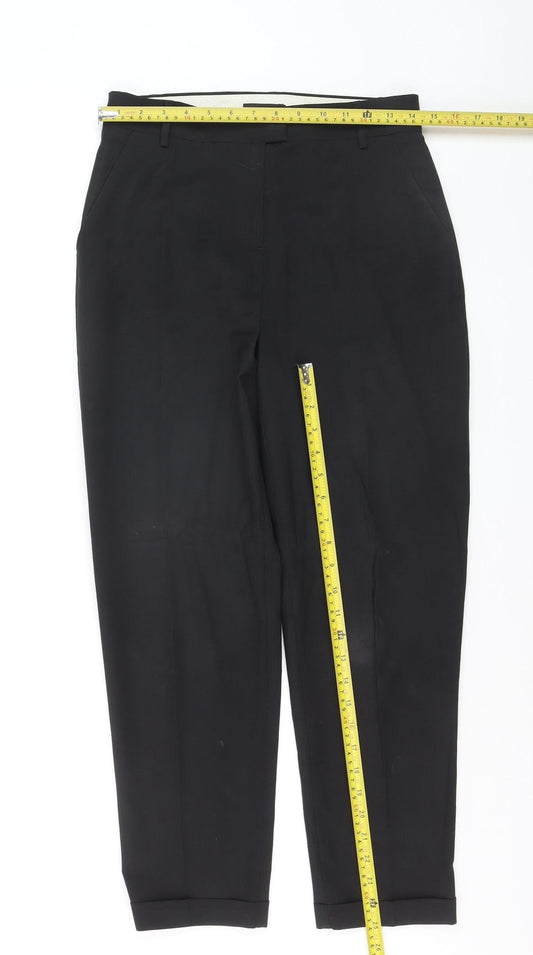 FIVEUNITS Women's Black Slim Fit Wool Blend Tapered Trousers Size 31