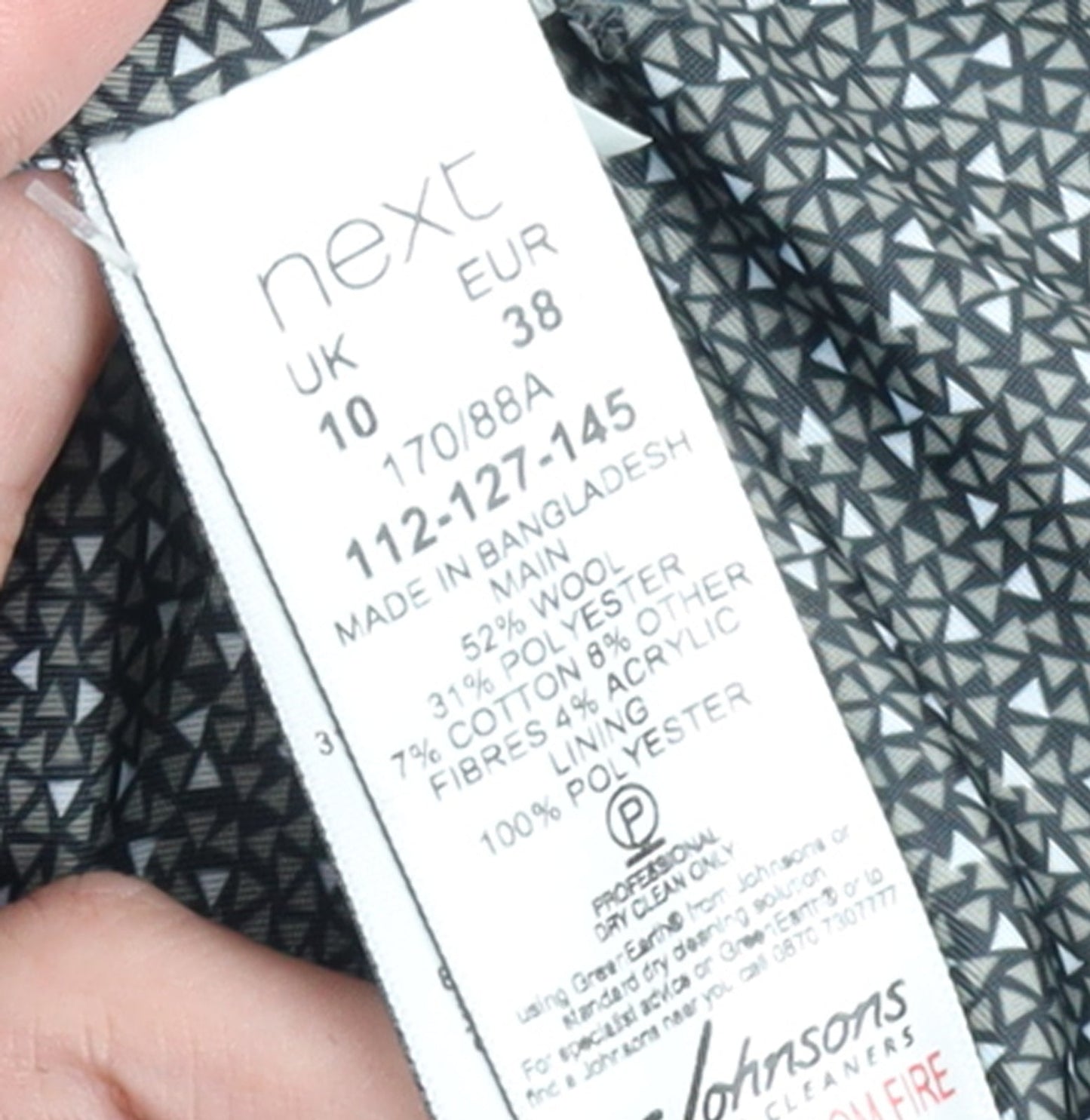 Next Womens Black Wool Blend Pea Coat UK 10 Classic Mid-Length