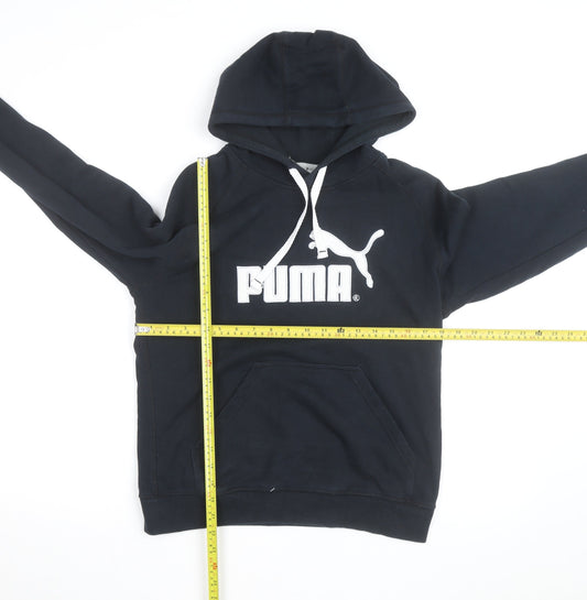 Puma Mens Black Pullover Hoodie L Logo Graphic Athletic Sweatshirt