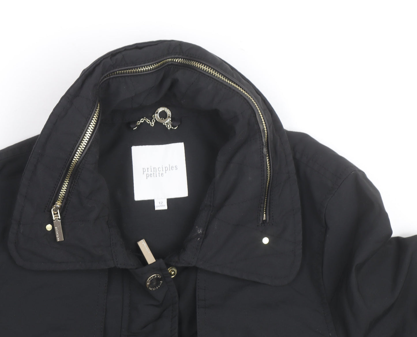 Principles Petite Womens Black Size 12 Mid-Length Anorak Jacket