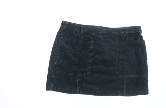 Marks and Spencer Women Blue Corduroy Short Skirt Size 18