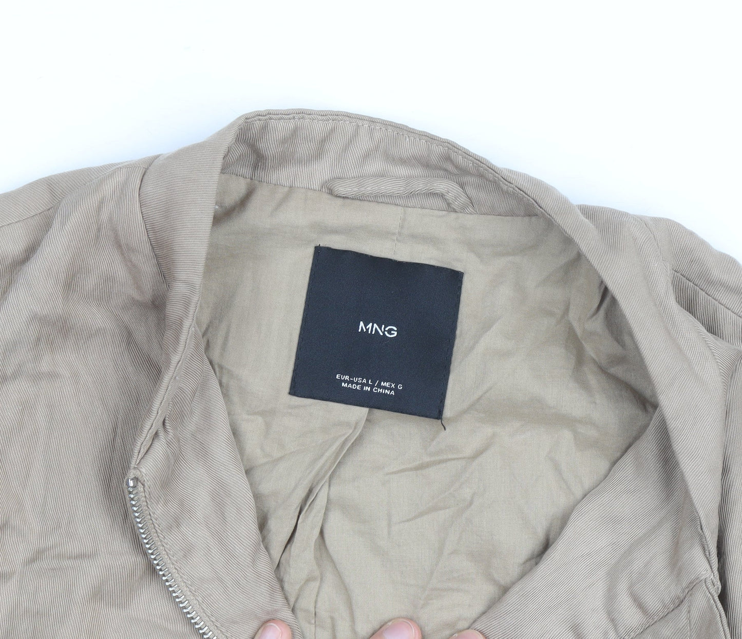 MNG Men's Beige Cotton Lightweight Bomber Jacket L