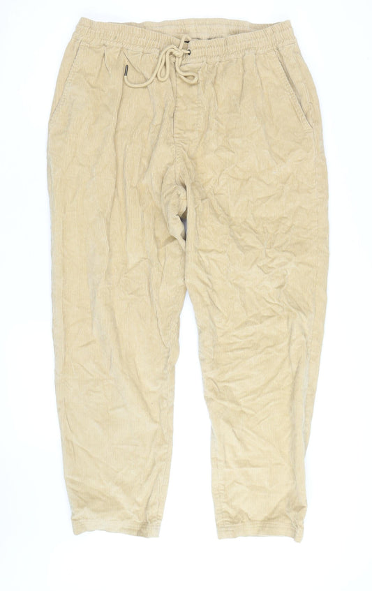 Huffer Men's Beige Corduroy Jogger Trousers 2XL Relaxed Fit