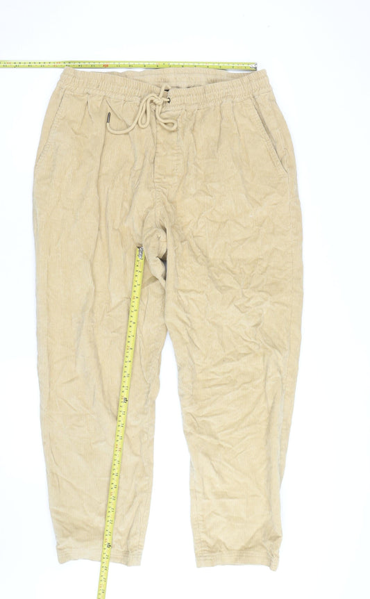 Huffer Men's Beige Corduroy Jogger Trousers 2XL Relaxed Fit
