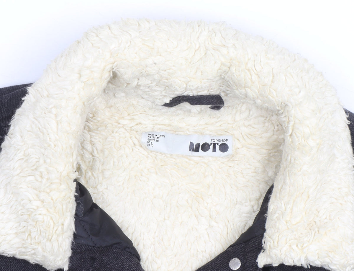 Additional view of Topshop Moto Black Sherpa Denim Jacket unisex m classic winter warm