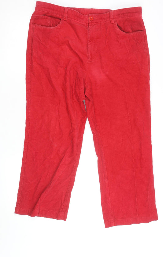 Crombie Men's Red Corduroy Chino Trousers Size 38 Straight Fit