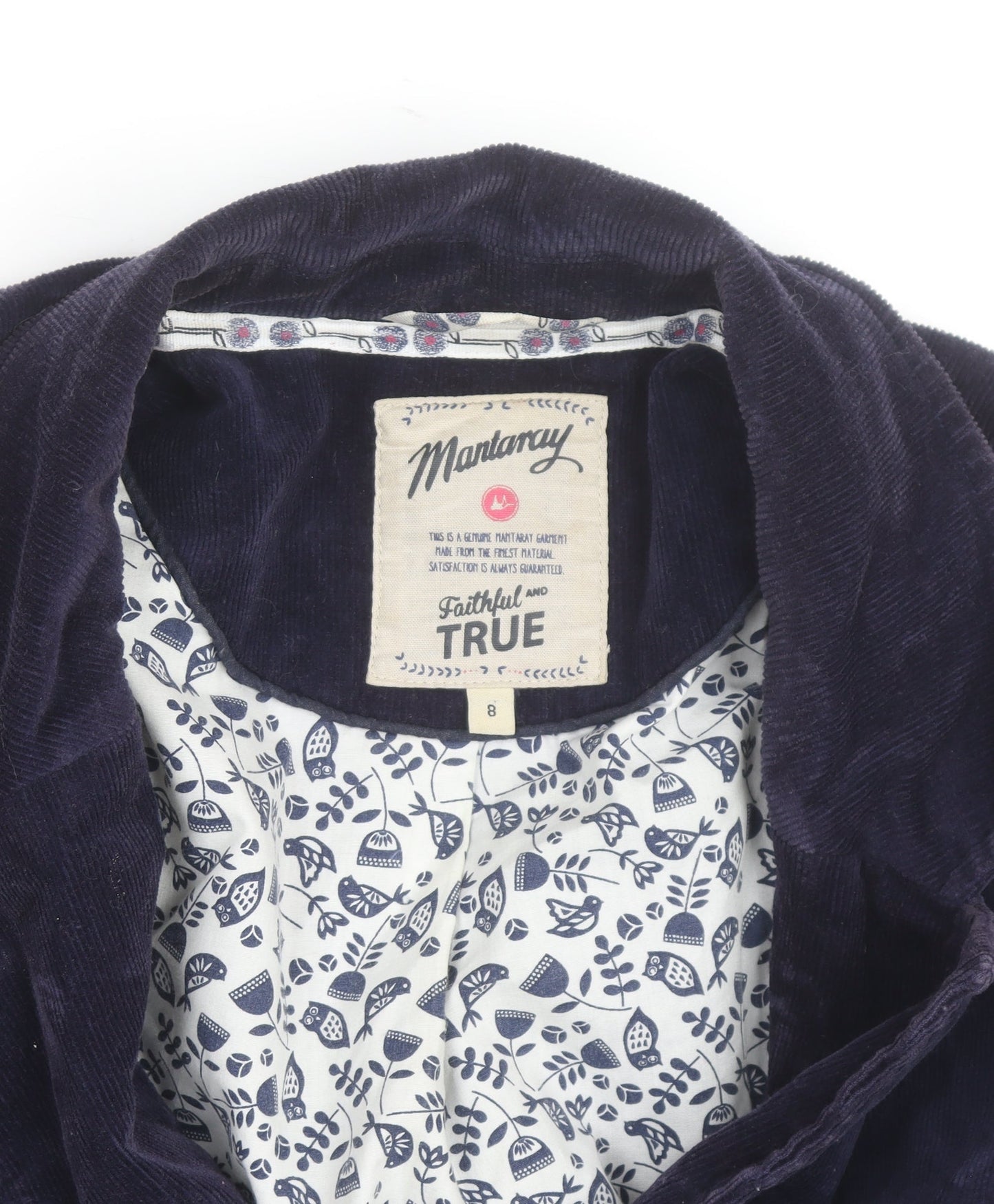 Mantaray Women Navy Blue Corduroy Blazer UK 8 Two-Button Classic Fit