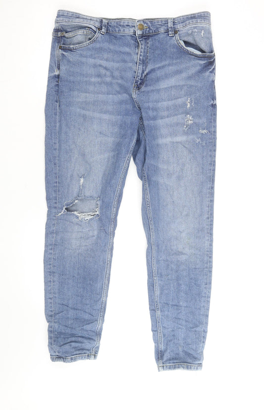 Red Herring Men’s Blue 38R Regular Fit Distressed Denim Jeans