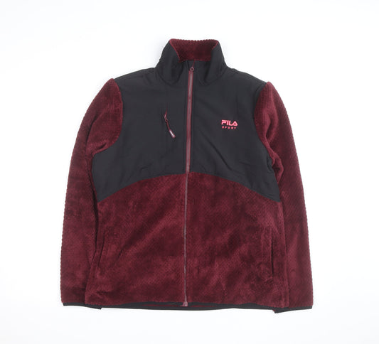 FILA Sport Men's Red Faux Fur Fleece Full Zip Active Jacket L