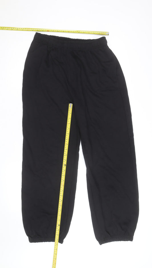 BoohooMAN Men's Black Jogger Sweatpants L Regular Fit Fleece Activewear