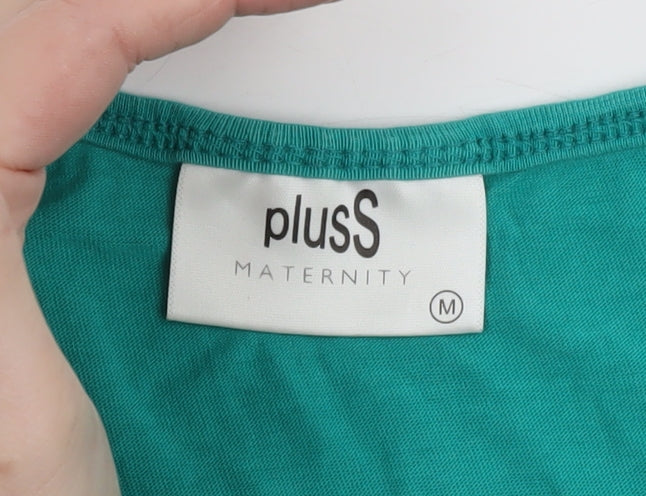 Brand and care label for plusS Maternity Green Jersey Short Sleeve T-Shirt Dress, size M