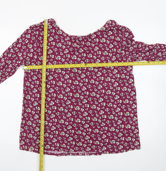 Next Women’s Purple Floral V-Neck Long Sleeve Tunic Blouse Size 14