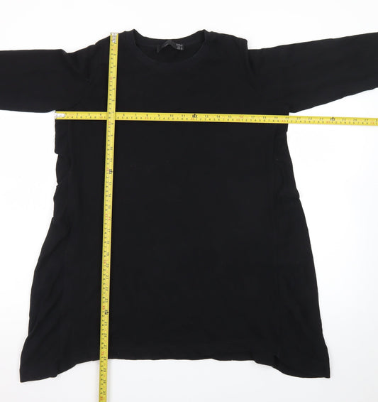 Zara Women’s Black Relaxed 3/4 Sleeve Cotton T-Shirt L