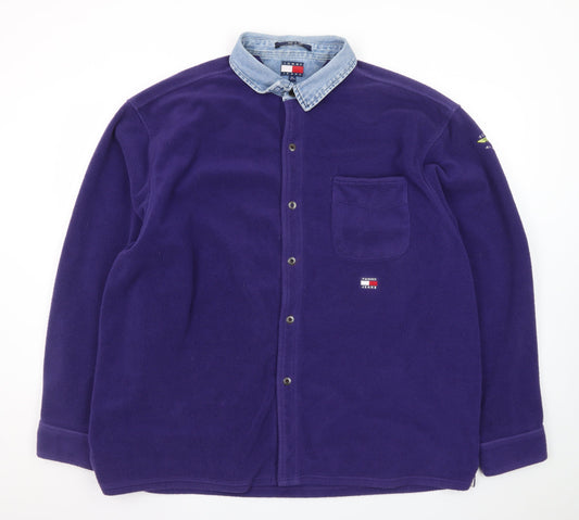 Tommy Jeans Men's Purple Fleece Shirt Jacket XL Classic Denim Collar
