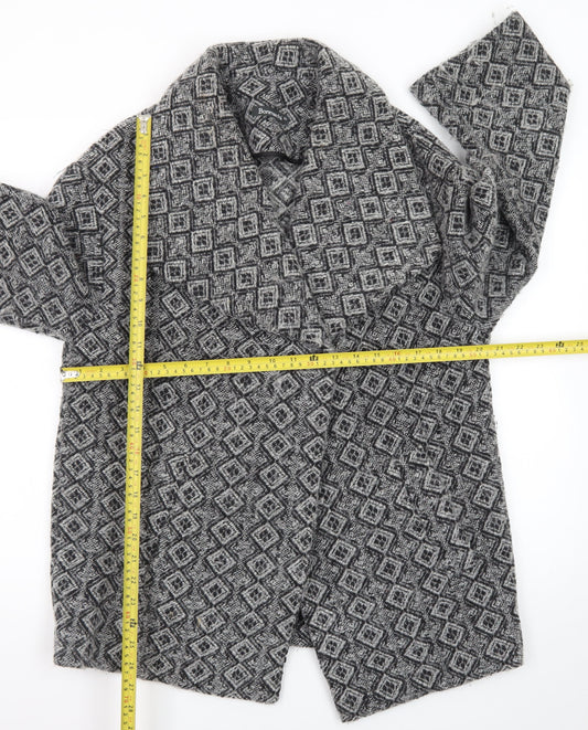 Bonmarché Women’s Grey Geometric Mid-Length Coatigan Size 14