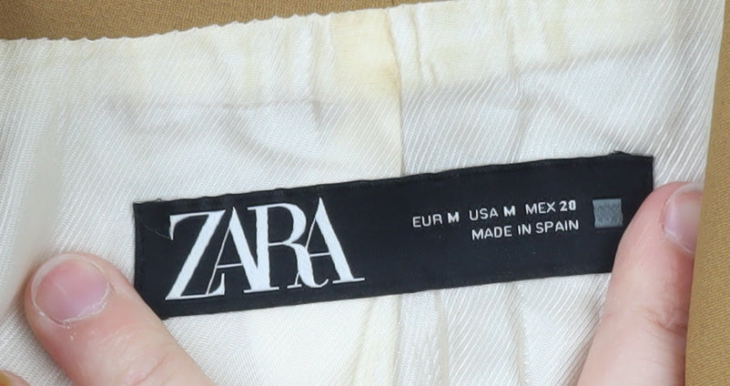 Zara Women Brown Double-Breasted Shawl Blazer Jacket Size 12