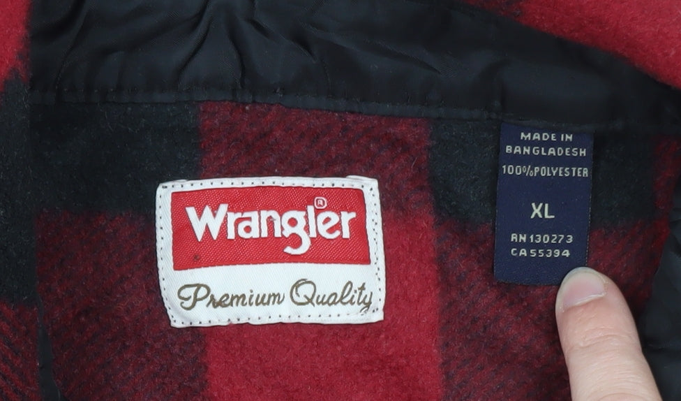 Wrangler Mens Red Black Check Flannel Button-Up Shirt XL
