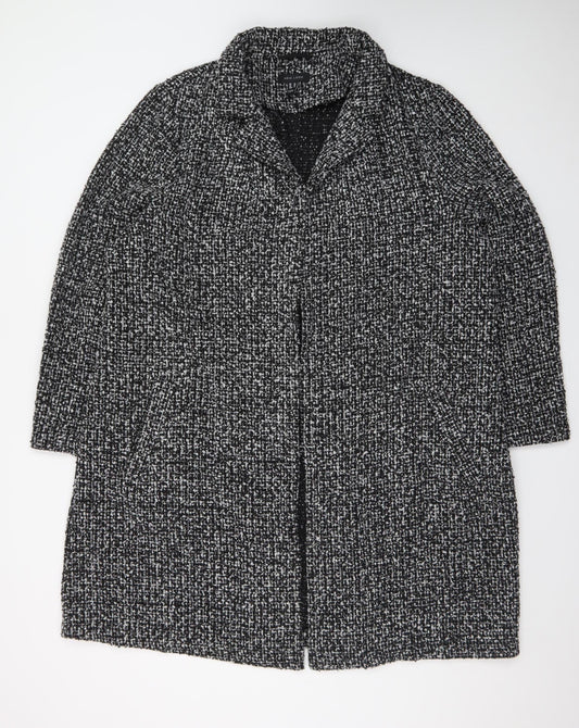 New Look Women's Black Tweed Long Overcoat Size 22