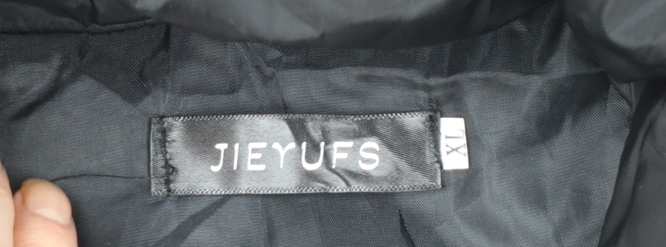 JIEYUFS Womens Black Long Puffer Coat XL Winter Quilted Jacket