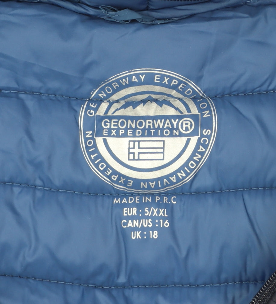 Geographical Norway Women's Blue Hooded Puffer Jacket UK 18