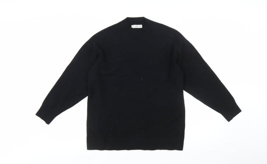 Mango Women's Black Crew Neck Knit Pullover Jumper Medium