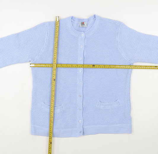 Poppy Womens Blue Size 16 Cotton Knit Cardigan Jumper