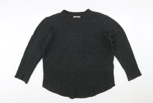 Pull & Bear Women Grey Wool Blend Crew Neck Pullover Jumper Size 12