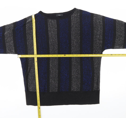 M&Co Women's Multicoloured Striped Jumper Size 12 Crew Neck Knit