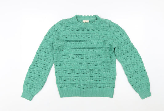 FatFace Womens Green Cotton Knit Crew Neck Jumper UK 10