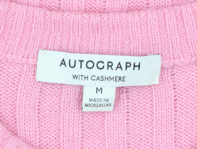 Marks and Spencer Autograph Pink Cashmere Blend Women's Sleeveless Cable Vest M